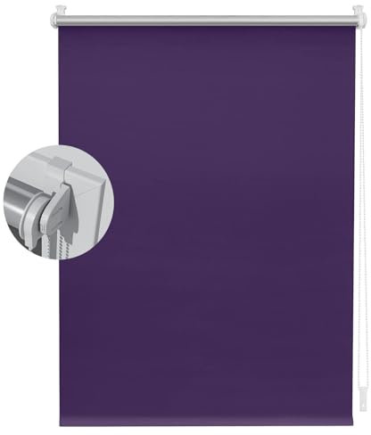 Thermorollo Ohne Bohren Klemmfix 115 x 200 cm Blickdicht Und Sonnenschutz, Sichtschutz Rollo Ohne Bohren Inkl. Klemmträger Blickdicht Rollo für Tür & Fenster, Lila