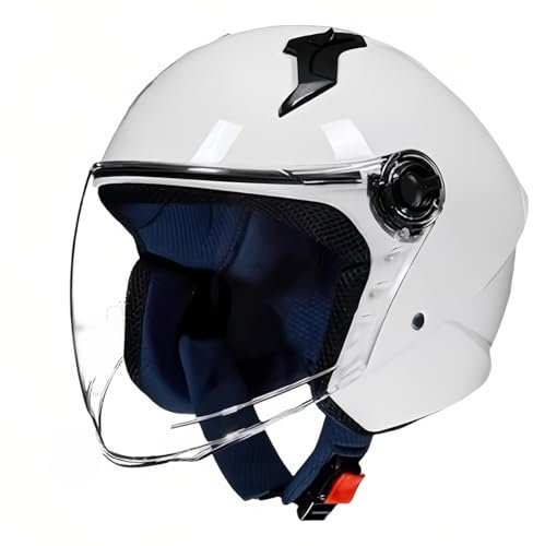 Retro-Motorradhelm, 3/4 Halber Motorradhelm, ECE-Zugelassener Retro-Jet-Helm Für Damen Und Herren, Moped, Motorrad, Helikopter F,XL/(61~62cm)