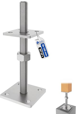 GeZu Impex Justerbar Stolpfot 70x70mm Elförzinkad Set om 4 Stolpar Bas Stödfot Betongfot Stolpsko Stolphållare Stödben