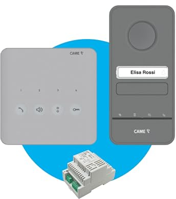 CAME Kit citofonico monofamiliare espandibile fino a 4 derivati con targa esterna LHS A/01, elegante citofono vivavoce bianco PLX A e alimentatore, soluzione completa e sicura per la tua casa