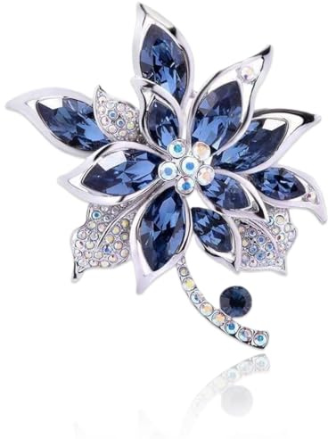BCHKO Broche vintage elegante de cristal único, broche de moda con pedrería, broche en forma de flor, accesorio de joyería, regalo sofisticado, cierre de pedrería