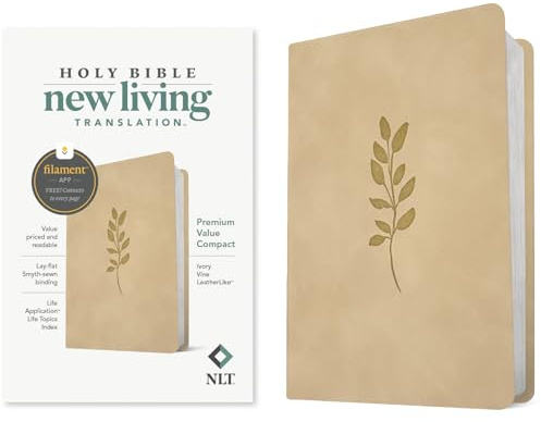 NLT Premium Value Compact Bible, Filament Enabled (Leatherlike, Ivory Vine)