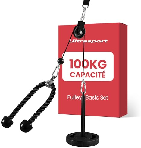 Ultrasport Cable Poulie Musculation | Appareil de Traction Latérale et Triceps pour la Maison | Fitness Station de Musculation à Poulie, Tour à Câbles, Tirage Latéral