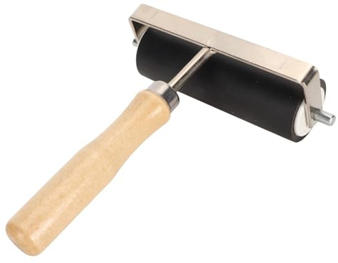 RASTKY Rullo Brayer in Gomma Manico in Legno Durevole Rullo Inchiostratore con Struttura in Metallo per Stampe, Stampe, Carta da Parati, Artigianato Artistico, 3,9 Pollici, per Artisti
