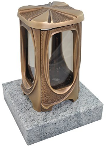 Kunst-Art-Köhl Grablaterne 622 aus massiver Bronze fertigmontiert auf einem Granitsockel (Wiscont White)