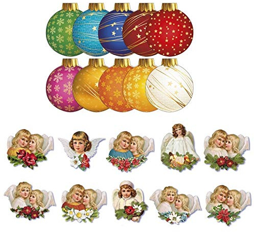 Ideen mit Herz 3-D Grußkarten Weihnachtskugel, inkl. 3-D Motive Nostalgie-Engel und Umschläge, 30-teilig