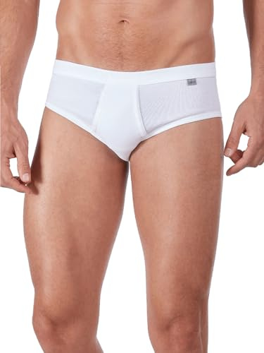 HUBER Men's Brief With Front Fly Cotton Fine Rib 112213 White 3XL