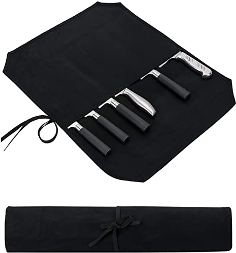QCWN Sac à Couteaux de Chef, étui de Rangement en Toile cirée, Sac à Couteaux de Chef Portable, 7 emplacements pour Couteaux de Camping, randonnée, Sac à Couteaux Robuste, Cadeau pour Hommes et Chefs