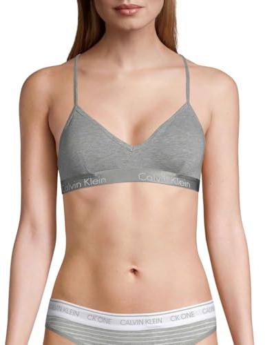 Calvin Klein Motive Cotton Lightly Lined Bralette Grey Heather