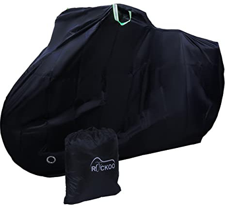 Rockoo Bike Cover for Outdoor Storage for 2 Bikes, Heavy Duty 190T Nylon Waterproof Dustproof with Lock Holes and Storage Bag, Perfect for Mountain Road Bikes Bicycle Cover – Black