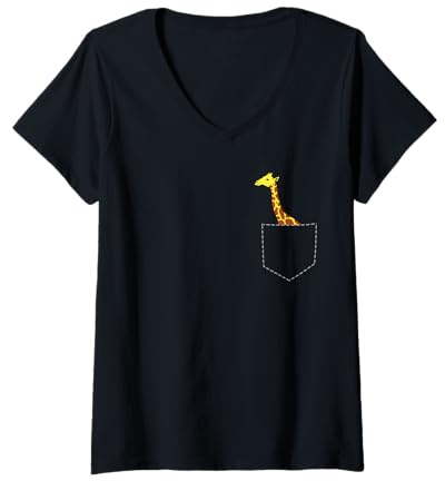 Femme Girafe en sachet Girafe douce T-Shirt avec Col en V