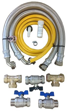 28mm Water Softener Installation Kit 800mm Stainless Steel Hoses