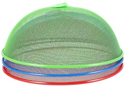 UPKOCH 3PCS Metal Mesh Food Cover Tent, 11 Inch Food Domes Screen Net Cake Covers for Outdoor Camping Parties Picnics BBQs, Keep Out Flies, Assorted Colors, 28x28x10cm