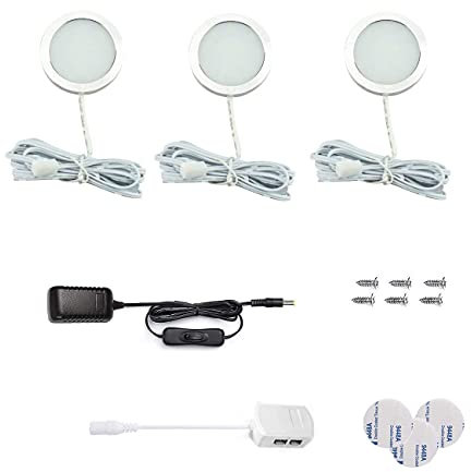 Lampe de Placard LED 7.5W, 750 Lumen, Blanc Froid, Lampe Sous Meuble Cuisine LED, Accessoires Inclus, Eclairage Sous Placard Vitrine, Spot Encastrable pour Cabinet Cuisine, Lot de 3