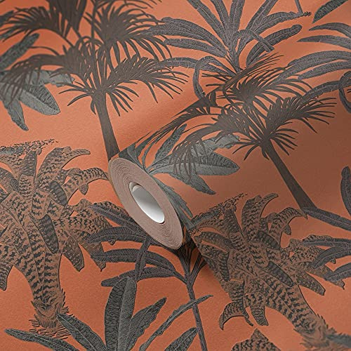 Michalsky Living Palmentapete Change is good tropische Tapete Tropical Tale Vliestapete orange schwarz braun matt fein strukturiert 379834