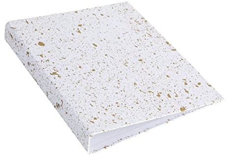 Bigso Box of Sweden Ringbok med 2 ringar – smal mapp av fiberplatta och papper – ringhäfte för dokument, transparenta fodral eller separationsblad – guldsprucken