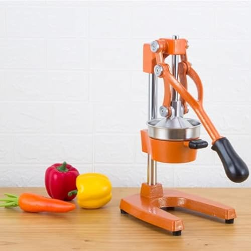 electromax Exprimidor manual de cítricos de grado profesional, exprimidor manual de frutas para limón, lima, granada, hierro fundido, acero inoxidable, (naranja)