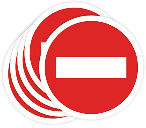 Pegatinas Prohibido 5ud Adhesivos de 14 cm Cartel Prohibicion Señal Laboral Industrial (14 cm, PROHIBIDO)