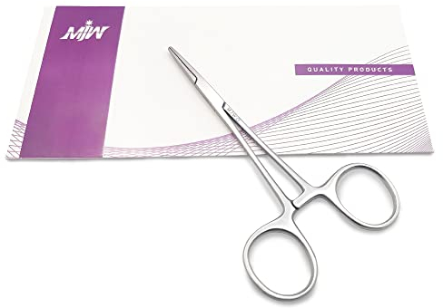 MJW Pinzas de Bloqueo hemostático de Pesca de Acero Inoxidable de 12,7 cm, alicates para desenganchar Perros, Gatos, Mascotas, Tijeras (Derecho)