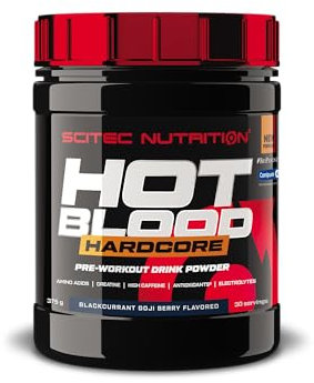 Scitec Nutrition Hot Blood Hardcore, Bevanda pre-allenamento in polvere con aminoacidi e creatina, 375 g, Ribes nero bacche di goji