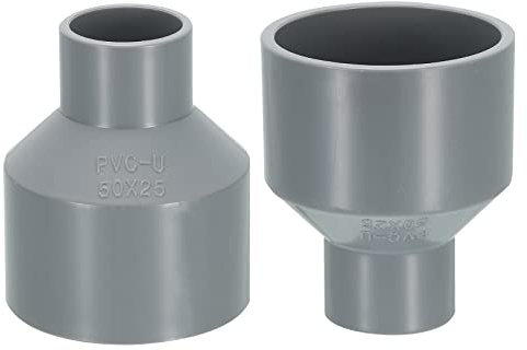 sourcing map Confezione da 2 raccordi per tubi in PVC, adattatori riduttori per tubi dell'acqua, riduttori, da applicare all'esterno/giardino (25 mm e 50 mm ID)