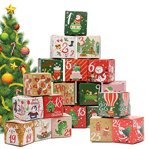 Adventskalender zum Befüllen Adventskalender2025 Tüten mit 24 Kisten Geschenkbeutel Adventskalender Boxen Schachteln zum Befüllen 24 Boxen (Box)