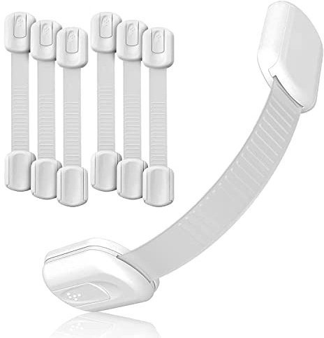 BABY Proof ME – 6-pack barnsäkerhetsremlås, 3M självhäftande babyspärrar för skåp och låda, diskmaskin, kylskåp, ugn och papperskorg, fläckfritt toalettlås