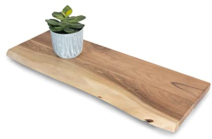 SAM Wandregal Amanda, Akazienholz massiv, naturfarben & lackiert, Holzregal/Steckboard mit Baumkante, 70x20 cm Regal