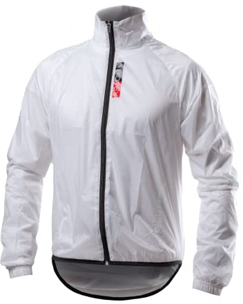 BIOTEX Mantellina X-Light Antivento Ciclismo e Running, Abbigliamento Tecnico Sportivo, Giacca Traspirante e Ripiegabile, Bianco, L