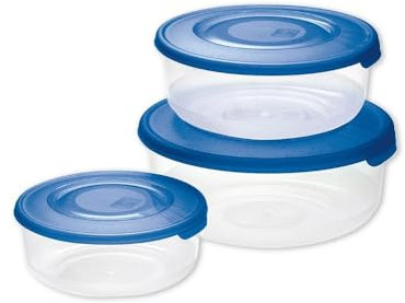 Set 3 Pezzi Frigobox Contenitore per Alimenti Tondi con Coperchio Oceano