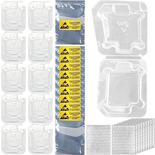 Xiatiaosann CPU Case Tray for Intel, Clamshell Plastic Protective Box Holder for Intel 775/1155/1151/1150/1156, Thicken Plastic Shell, with 10pcs Antistatic Bag + Label + Bubble Wrap, 10 Pcs