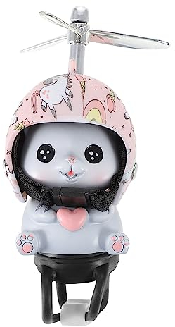 Abaodam Katzen-Fahrradklingel Mit Propellerhelm Kreatives Katzenspielzeug Auto-Armaturenbrett-Dekor Motorrad Fahrrad Zubehör Lustige Katzen-Dekoration 3.94X1.97X1.77In