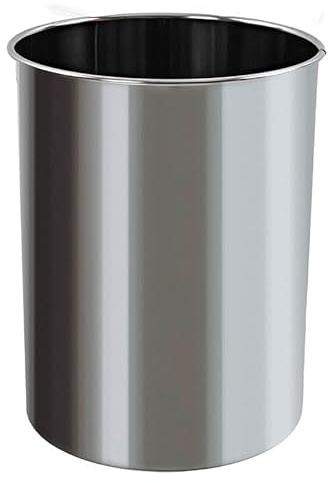 PROREGAL Stillvoller runder Metall Papierkorb | 15 Liter, HxØ 30,5x25,5cm | Edelstahl