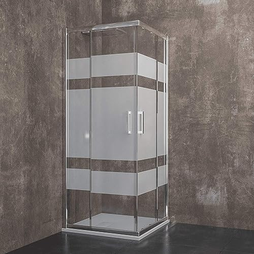 Box Doccia Quadrato 195 Cm H Cabina Bagno Con Porte Scorrevoli Ante In Cristallo Temperato Serigrafato da 6 mm Struttura Alluminio Anodizzato Maniglie in Acciaio Cromato Losanna (70 x 70 Cm)