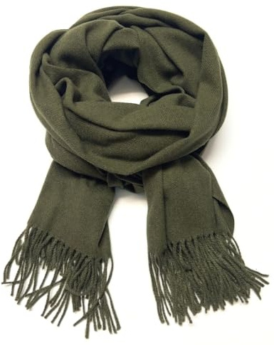 Humble Hilo Soft Wool Scarf or Shawl, Large Winter Wrap Pashmina 74 x 27 (Hunter Green)