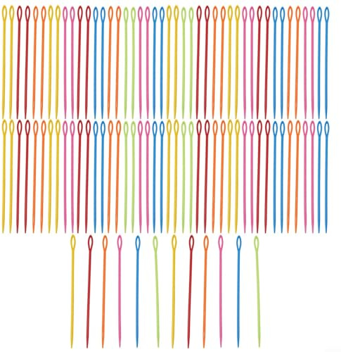 Agujas de coser de plástico duradero, ojo grande, punta roma, seguras para niños, perfectas para manualidades y proyectos de costura (15 cm)