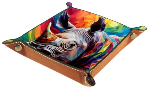 Art Colorful Rhino Faltbarer Rollkoffer, PU-Leder, Braun