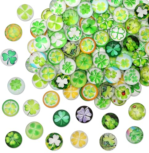 50 Stück Muggelsteine Bunt 20mm, Glas Mosaiksteine Rund mit Bunten Mustern, Verschiedene Glas Cabochons Flach zum Basteln, Heimdekoration