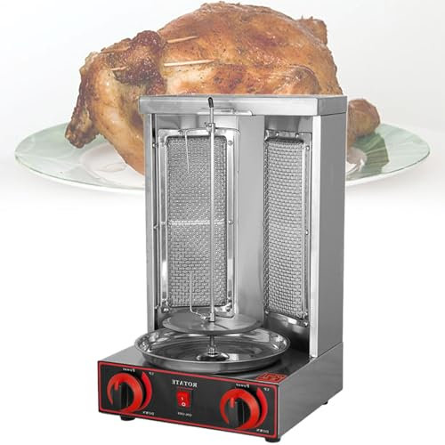 Beachtiful Grill Doner Kebab Machine Gyro Broilers Giratorio Hogar Vertical Asador con 2 o 3 Quemadores para Pollo Asado, Pavo Asado, Tacos, Asado,Dual