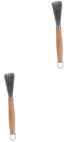 BESPORTBLE 2st Pfannenbürste Aus Edelstahl Grillschrubber Topfschaber, Schrubber Grill-kits Wok-werkzeuge Grill Reinigungsbürste Spülbürsten Zum Reinigen Von Geschirr Rostfreier Stahl