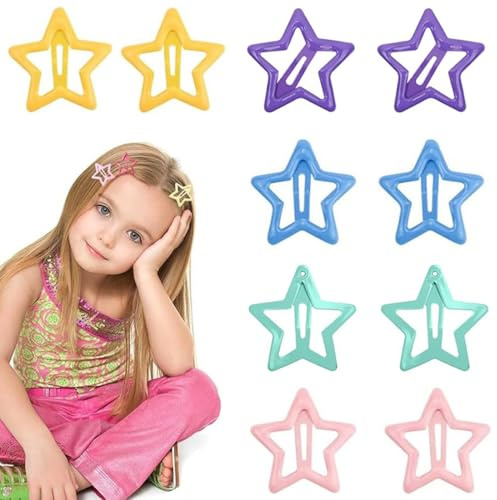 Bunte Leuchtende Stern Haarspangen, Damen Klein Pentagramm Haarklammern, Haarschmuck Glow in the Dark Star, Y2k Accessoires Hair Clips, 10 Stück