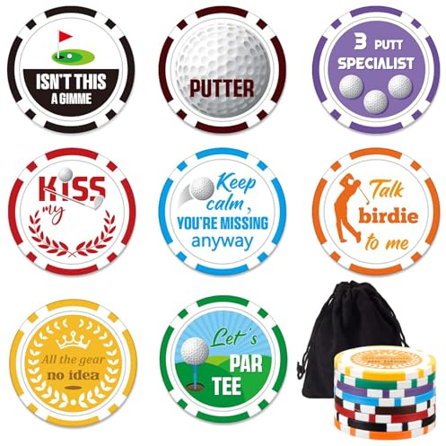 Namalu 8 Stück Golfball Marker Chip Lustig Golf Chip Wand Golfballmarkierer Wichtelgeschenk Witzige Geschenke für Golfer Weihnachtsfeier Golfbälle Goodies Geschenk für Vatertag