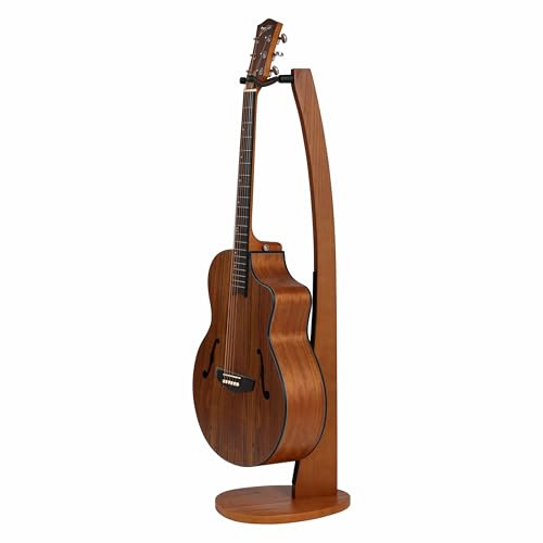 Nefelibata Soporte de madera para guitarra – Hecho a mano ceniza maciza semicurvada, soporte de madera, ideal para guitarras acústicas, guitarras clásicas, banjos, mandolinas (marrón claro)