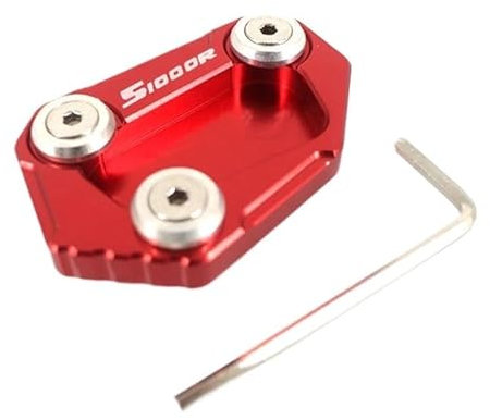 wanhaoaony SeitenstäNder Unterlage Motorrad Motorrad CNC Kickstand Fußseitenverlängerung Pad Stützplatte Vergrößern Ständer Passend for S1000R S1000 RS 1000R 2014-2016 SeitenstäNder Motorrad(Red)