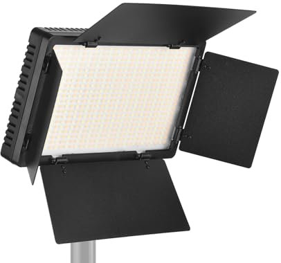 LED-600 Panneau lumineux professionnel à DEL pour photographie 600 perles lumineuses réglables Bicolore Température 3200-5600 K Luminosité variable avec porte de grange Trou de vis 6,35 mm Boule de