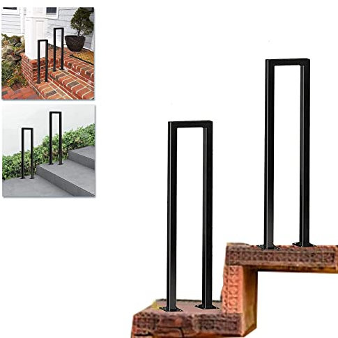 Handlauf Geländer Außenhandläufe für Außentreppen, Übergangssicherheitshandlauf für die Veranda, Stützstange für Treppengeländer aus schwarzem Metall und Schmiedeeisen für Terrassenbeläge, Gartenkorr