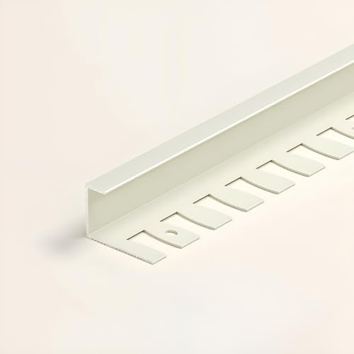 Raouoae Biegbar Abschlussprofil Für Fliesen Eloxiertem Aluminium 135cm 2 Stück Treppenkantenprofil Einfassprofil Flexibles Design Für Perfekte Abschlüsse(Beige,C-TYP_HOCH: 12.5MM)