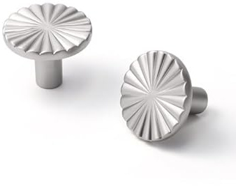 SORWDUERM 5 Stück Silber Schrank Knöpfe Küche Solide Runde Kommode Schublade Knöpfe Einfache Schrank Hardware für Schrank Schublade zieht Zink Legierung Möbelknöpfe