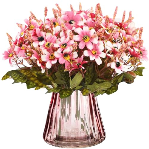 astylishome Flores artificiales para exteriores, geranios artificiales, margaritas artificiales, resistentes a los rayos UV, flores de seda sintética para decoración, flores silvestres artificiales