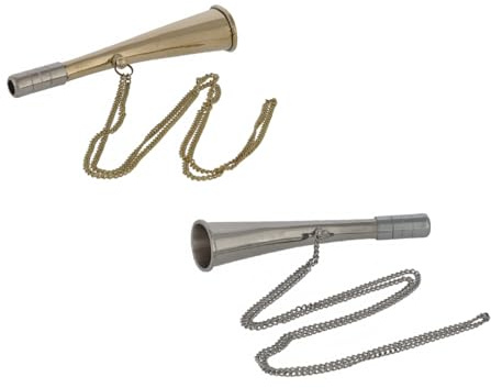 wellenshop Mundnebelhorn Nebelhorn Signalhorn Horn Messing Fanfare Boot Bootshorn Schiffshorn mit Kette, poliert oder vernickelt